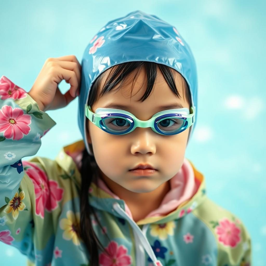 Little\ girl\ swimmer\ in\ a\ rubber\ turban\ swim\ cap