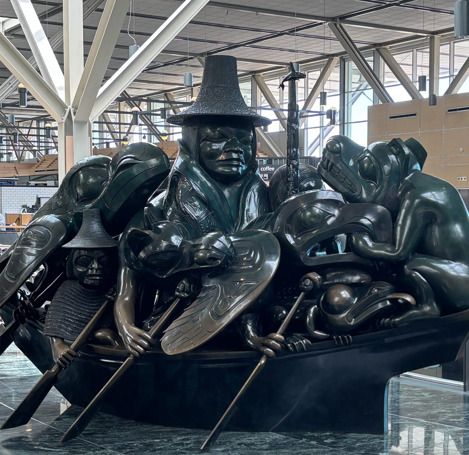 Bill Reid The Jade Canoe sculpture at Vancouver International Airport