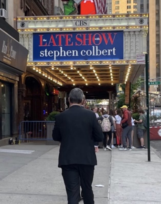 The Late Show with Stephen Colbert marquee in New York